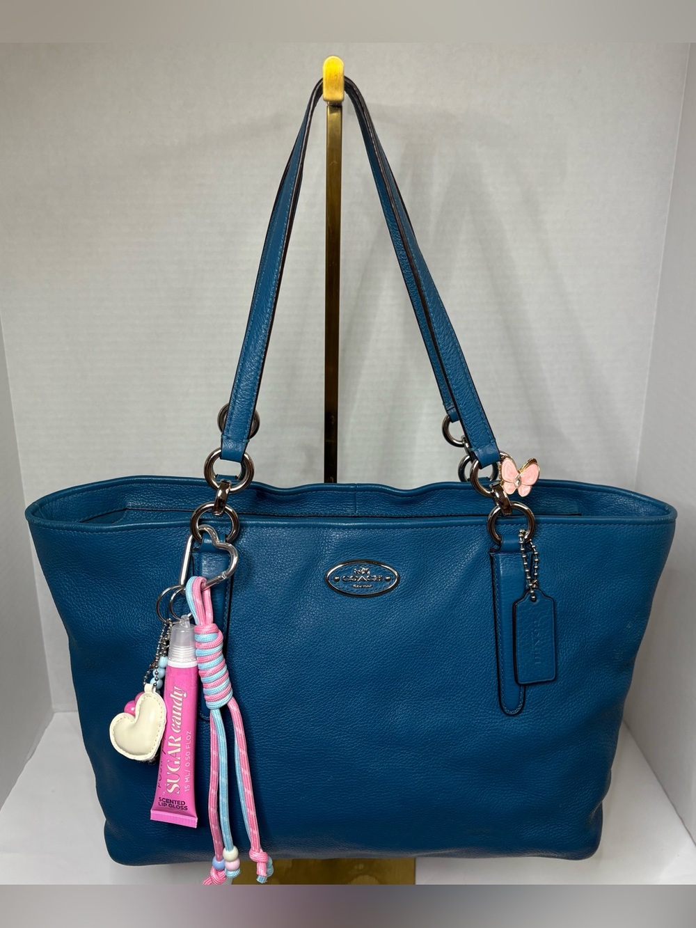 Coach Chicago Ellis Tote Bag Teal Pebbled Leather Silver Hardware 33961